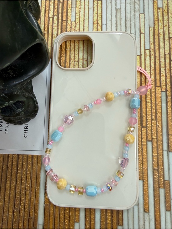 Other - Beaded Phone Chain- Pink, Blue & Yellow